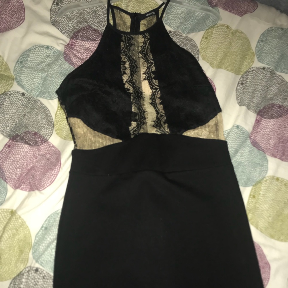 Black and creme lace formal dress